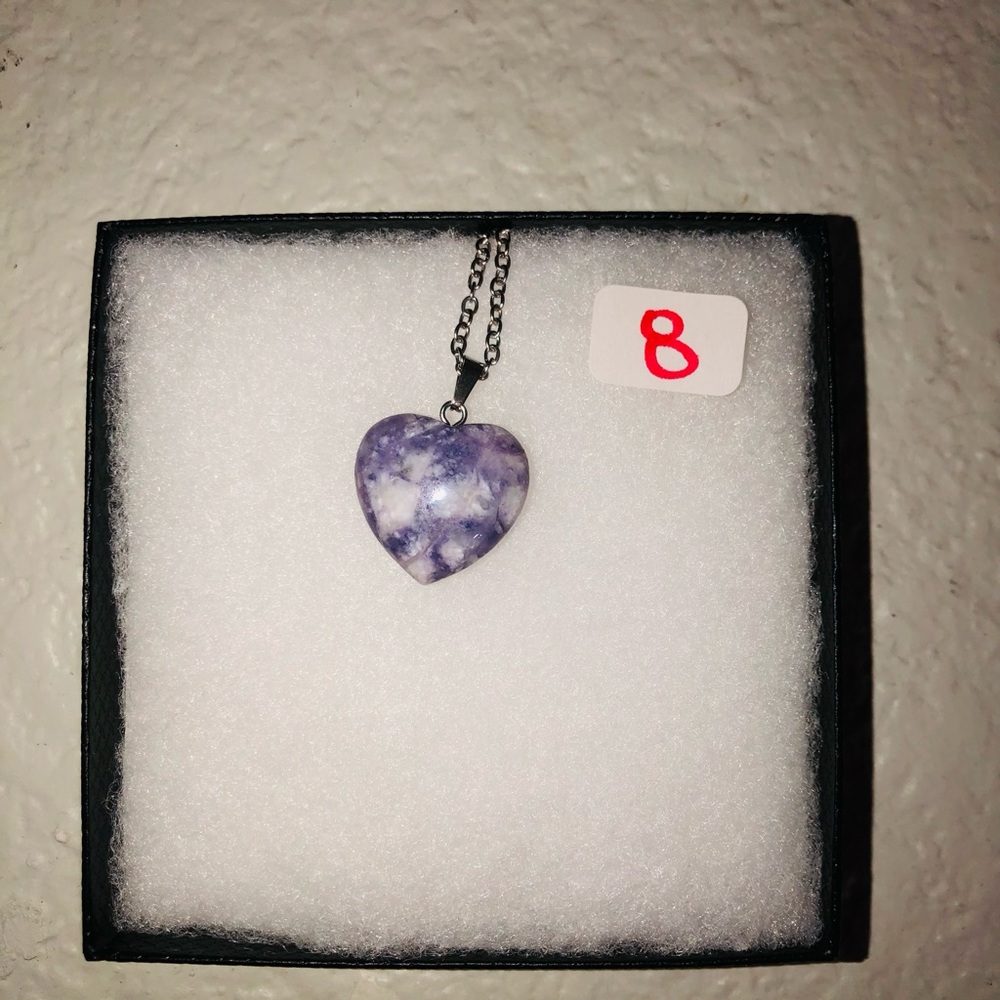 Heart 🍒💣Gemstone Pendant Necklace - Assorted Colors - Picture 10 of 17